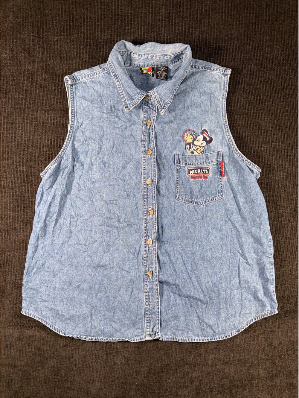 Mickey Unlimited Sleeveless Denim Shirt XL